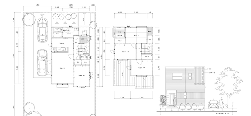 立面図　平面図